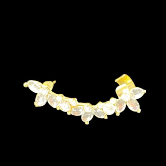 EAR CLIMBER -- Faux "Diamond" Ear Climber, Sexy, Cuff at Top, Piercing at Bottom - Picture 4 of 8